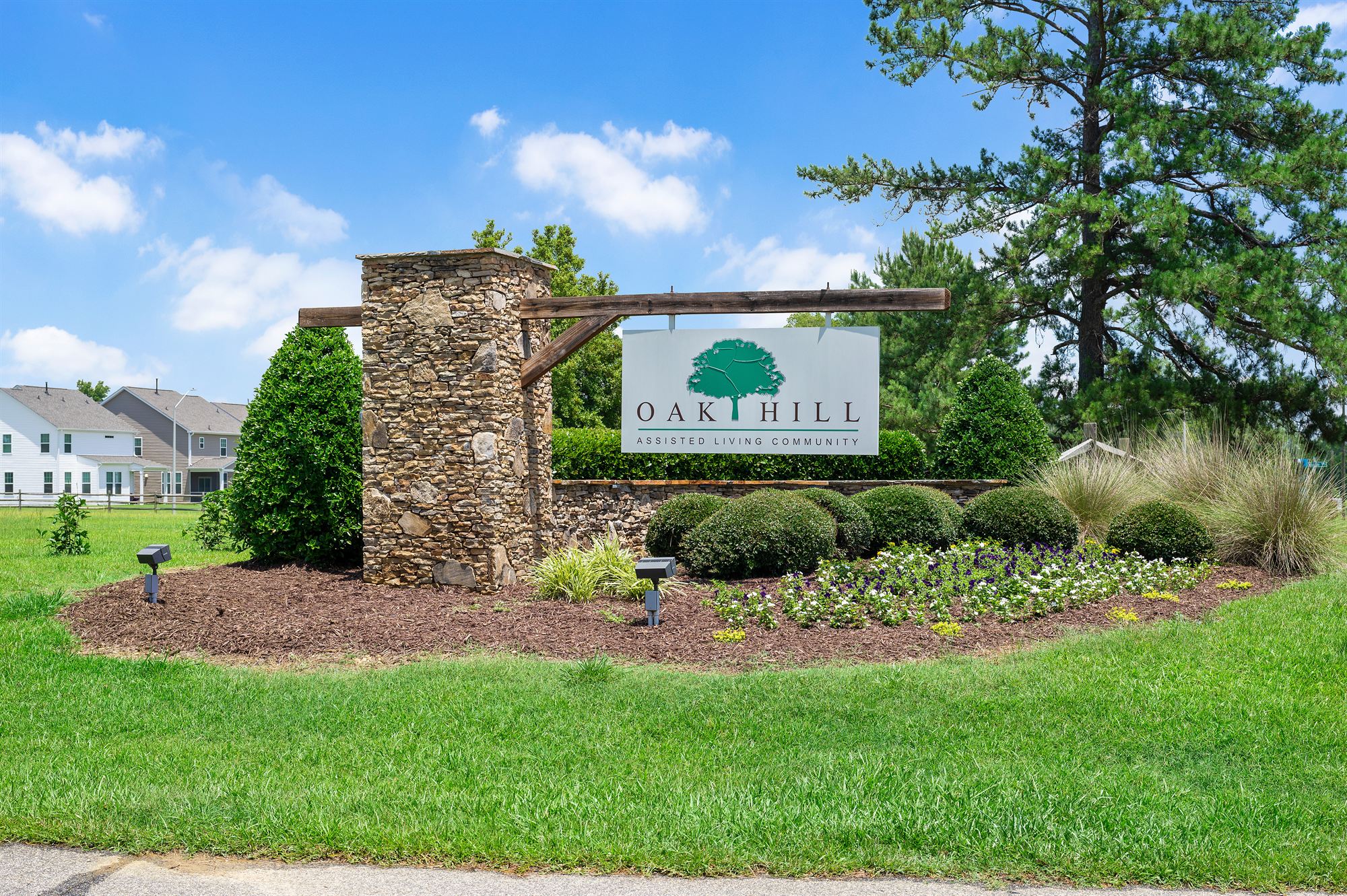 The stone entrance sign